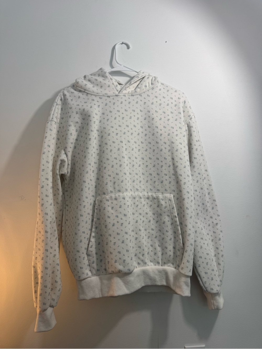 Altar'd State Cream Hooded Sweatshirt with Micro Floral Print